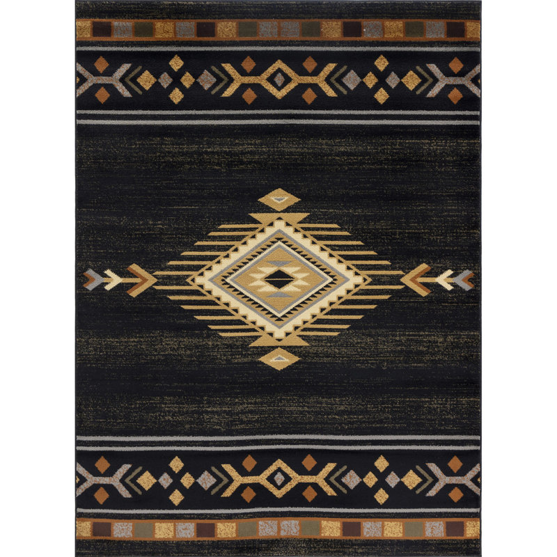 Tribes GC_YLS4001 Black Southwest Area Rug, Rectangle 7'10" x 10'3"