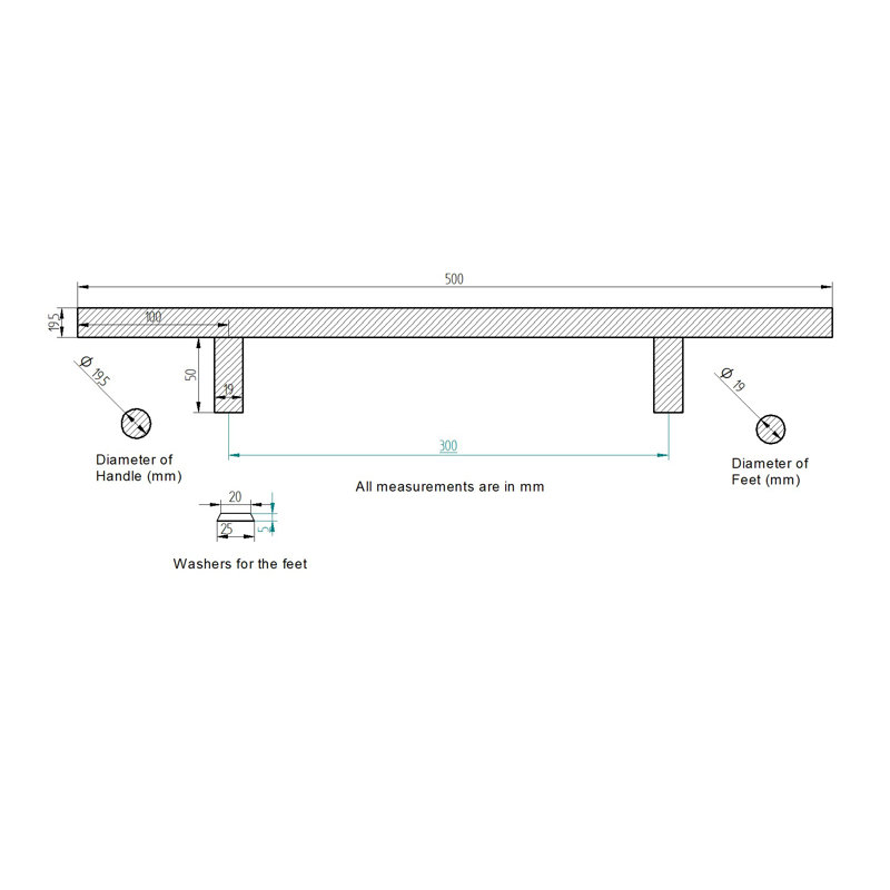 Industry Double Dummy Door Handle, Polished Chrome