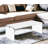 Hulo Coffee Table, Clear Glass Side Panels, 44 Inch Gray Wood Top-111861386