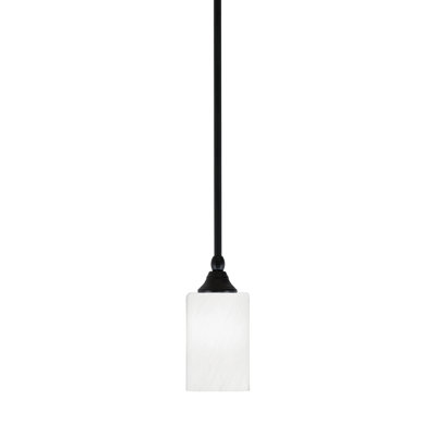 Stem Hung Mini Pendant Shown In Matte Black Finish With 4" Glass