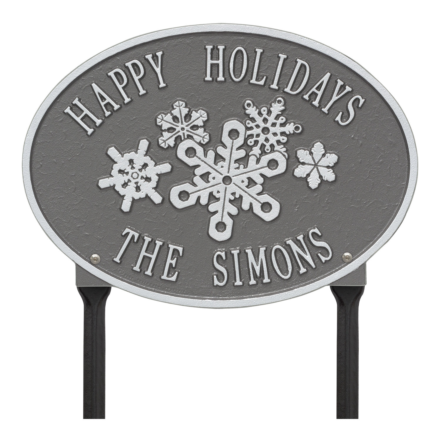 Snowflake Oval Garden Stake, Pewter/Silver, Yes
