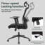 Chaise de bureau ergonomique, chaise de bureau à dossier haut en filet avec support lombaire réglable, appui-tête 3D, accoudoirs 4D, fonction d'inclinaison, chaises de travail pivotantes à roulettes, chaise d'ordinateur pour de longues heures de trava-849238479-849238483