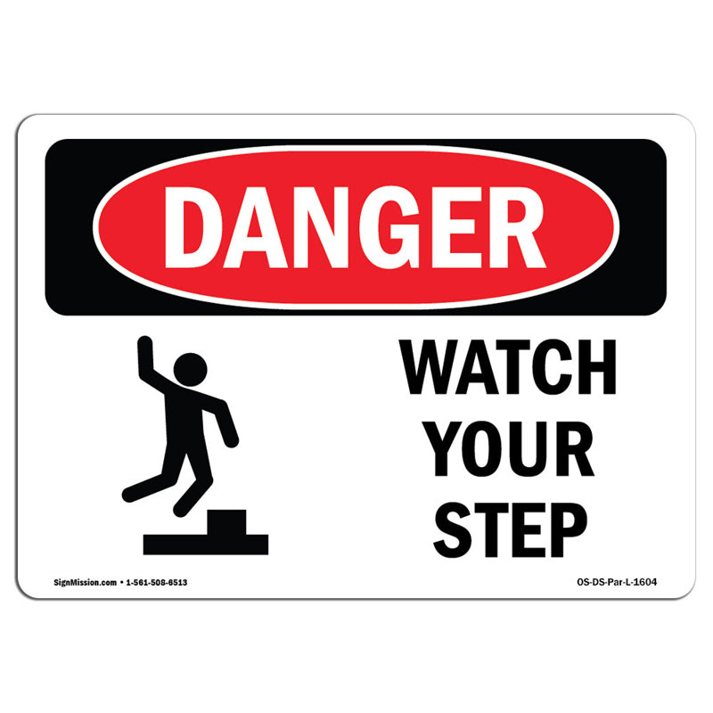 Signe de danger, H 12 po x l 18 po x P 0,1 po