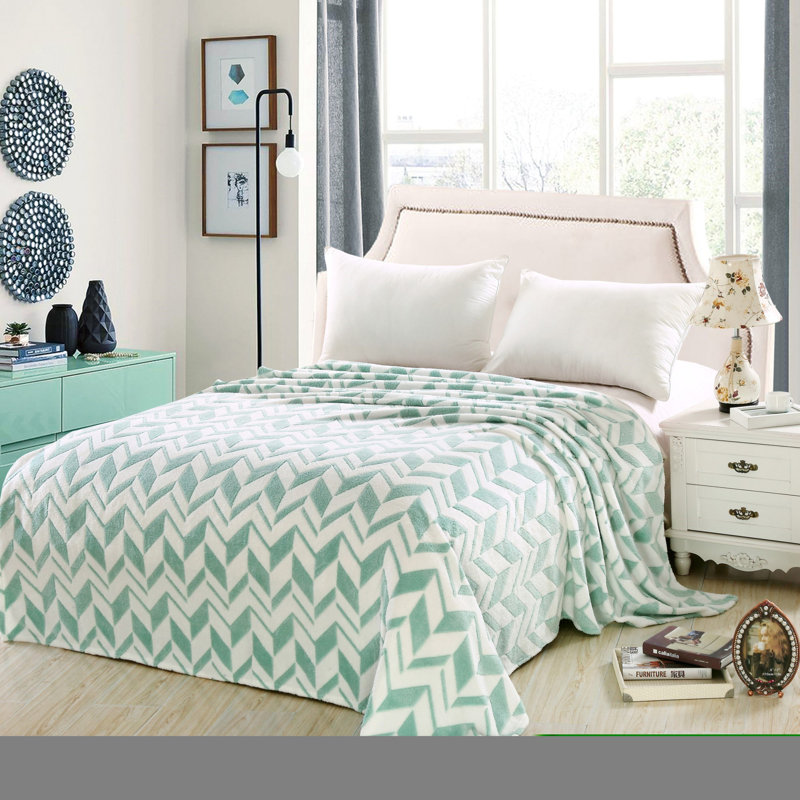  Couverture à zigzag Lush Elegance, Vert clair, Grand