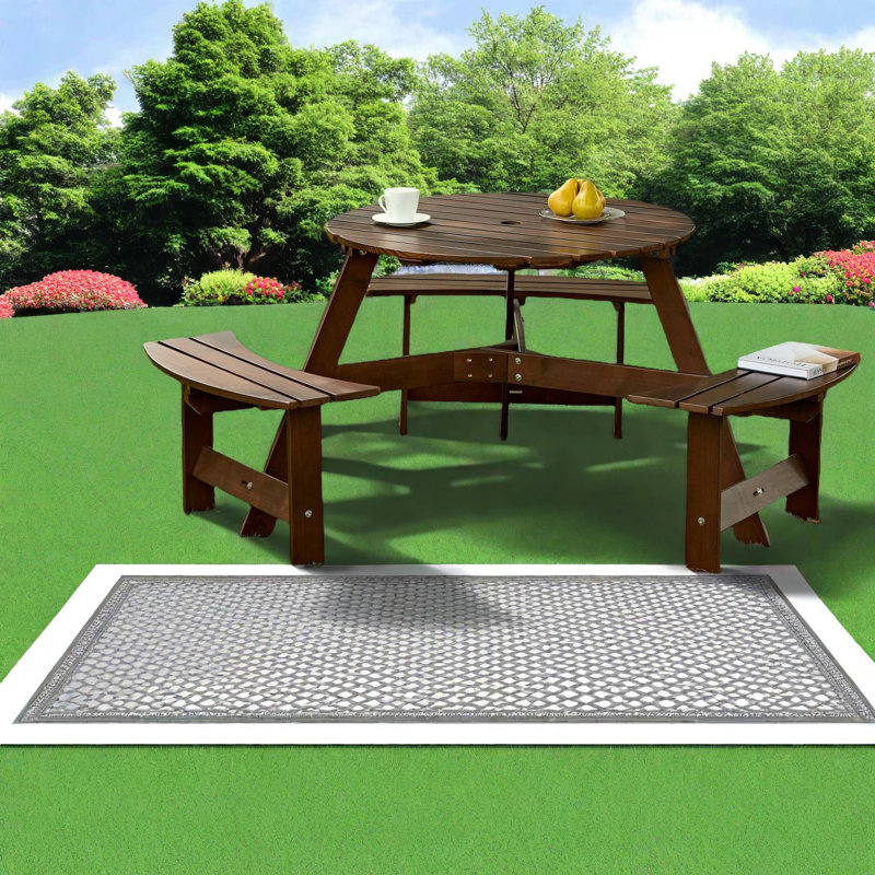 Durable Wood Metal Patio Dining Set With Umbrella Hole For Entertaining
