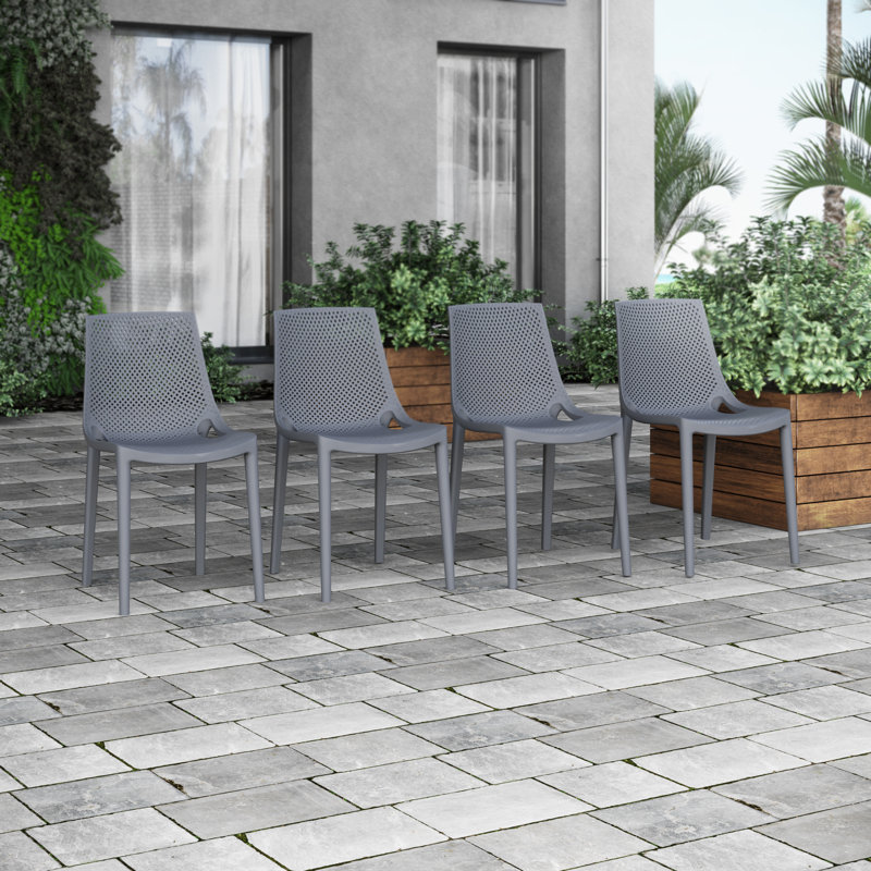 Chaise d'appoint pour l'extérieur empilable Rafael, Gris foncé