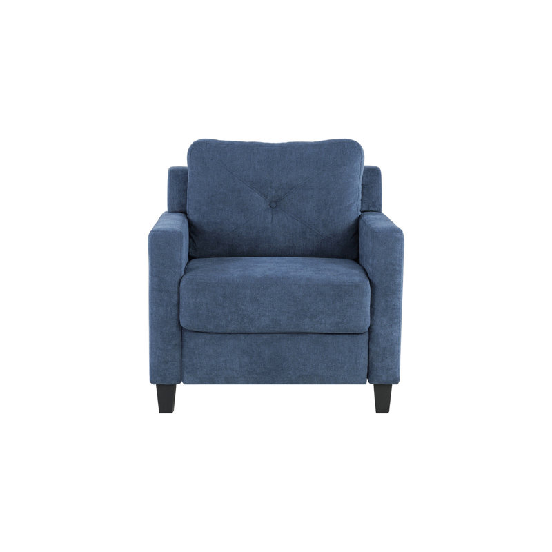 Chaise d'appoint en chenille bleu marine - Complétez votre. Dossier et siège serrés. Support intérieur en bois à ressorts ensachés. Composants Kd pour une installation simple. P 30,18 po x l 33,62 po x H 35,36 po. Confort polyvalent. Siège