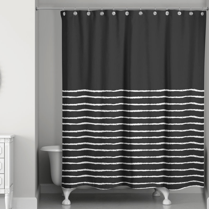 Basley Striped Shower Curtain, Black/White
