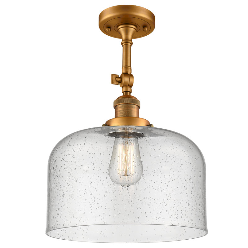 Plafonnier semi-encastré 1 lumière 12 po Temescal, Laiton brossé, Ampoule DEL 6 watts Vinage, Grainé