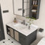 Dessus de meuble-lavabo en marbre de 43 pouces, comptoir blanc avec 3 trous de robinet pré-percés, comptoir de salle de bain avec lavabo central rectangulaire encastré et dosseret de 4 po de hauteur, Bianco Carrara Venato
