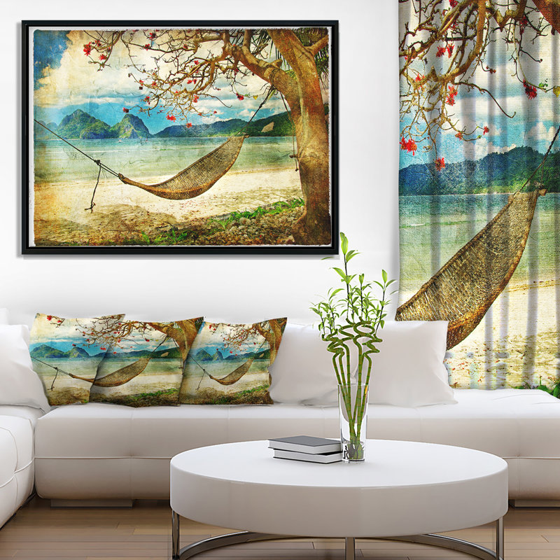 « tropical sleep swing », impression Digital, H 16 po x l 32 po x P 1 po, Toile avec cadre flottant