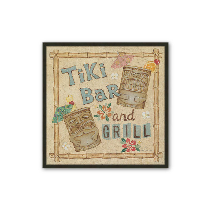 «Tiki Bar» par David Carter, reproduction d'art, H 12 po x l 12 po, Noir
