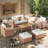 6 - Person Outdoor Wicker Seating Group With Cushions