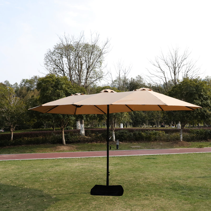 Parasol de patio double avec évent - Rectangle taupe