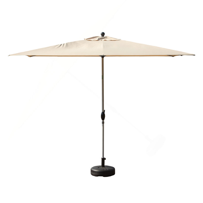 Parasol de patio rectangulaire avec fonction de levage et d'inclinaison à manivelle (base non incluse), Beige