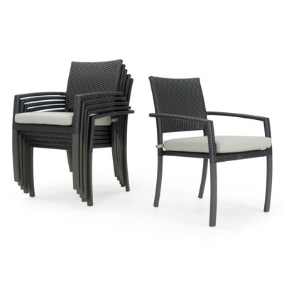 Ehrenfried Stacking Patio Dining Armchair With Sunbrella Cushion Covers by George Oliver