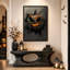 Citrouille orange avec texture bleu sarcelle et toile d'Halloween mystique-1227900076