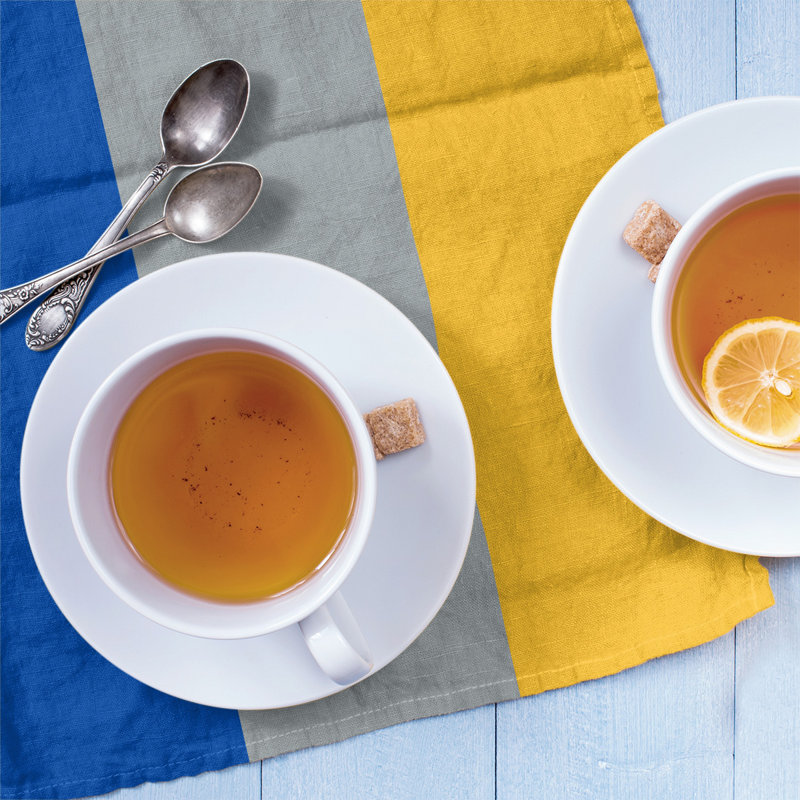 Anaheim Stripe Tea Towel Kitchen Towel, Poly Twill, Royal Blue/Gray/Gold