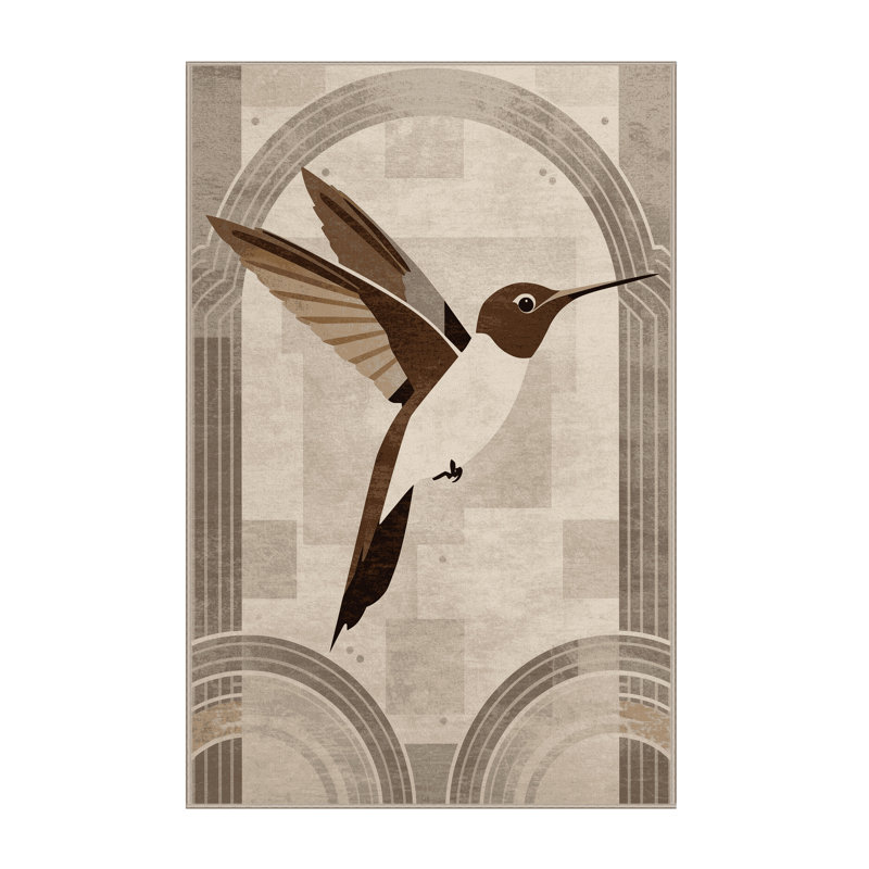 Tapis moelleux moelleux à motif arc-en-ciel art déco Freshford, 2 x 5