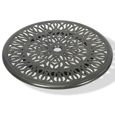 Outdoor 24"" Lazy Susan Turntable For Table, All Weather Cast Aluminum Round Serving Plate Tabletop Rotating Tray With Umbrella Hole, Silent & Smooth S -  Astoria Grand, A62E79383D754EB698B6841CB6D1F99E