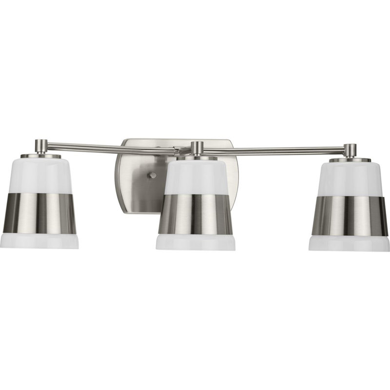Éclairage pour meuble-lavabo à 3 lumières à intensité variable Markail, Nickel brossé, Nickel brossé / Blanc