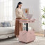 Table de bout roulante à hauteur ajustable laquée ultrabrillante avec station de charge et roues universelles avec freins, table à plateau relevable multifonctionnelle avec tiroirs de rangement pour la chambre à coucher du salon-129595445