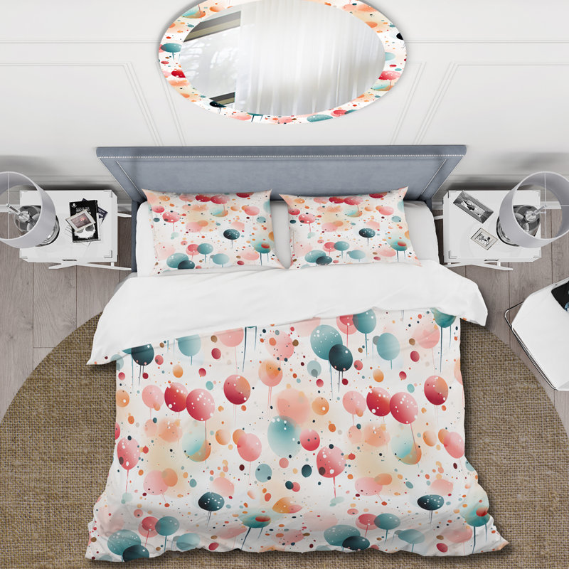 Literie à pois Ethereal Whispers, Housse de couette pour grand lit et 2 taies décor
