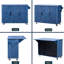 Îlot de cuisine à rayures 3D avec placage de frêne, rangement interne, comptoir à abattants et pieds en bois de pin massif (conception de style moderne bleu marine, rangement, fonction mobile bleu)