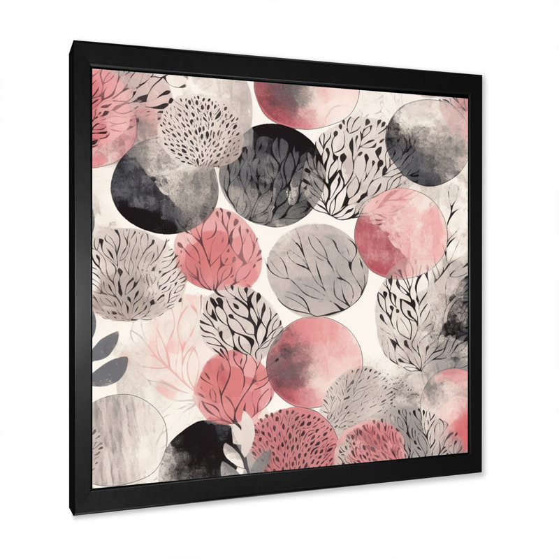 «Pink Grey Minimalims Fludity», impression sur toile encadrée, Cadre photo noir, H 16 po x l 16 po x P 1 po