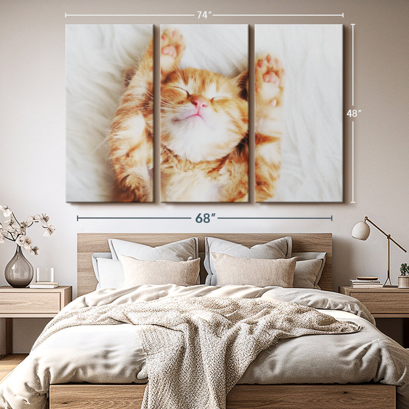 «Sleepy Kitty», 3 pièces, H 48 po x l 74 po
