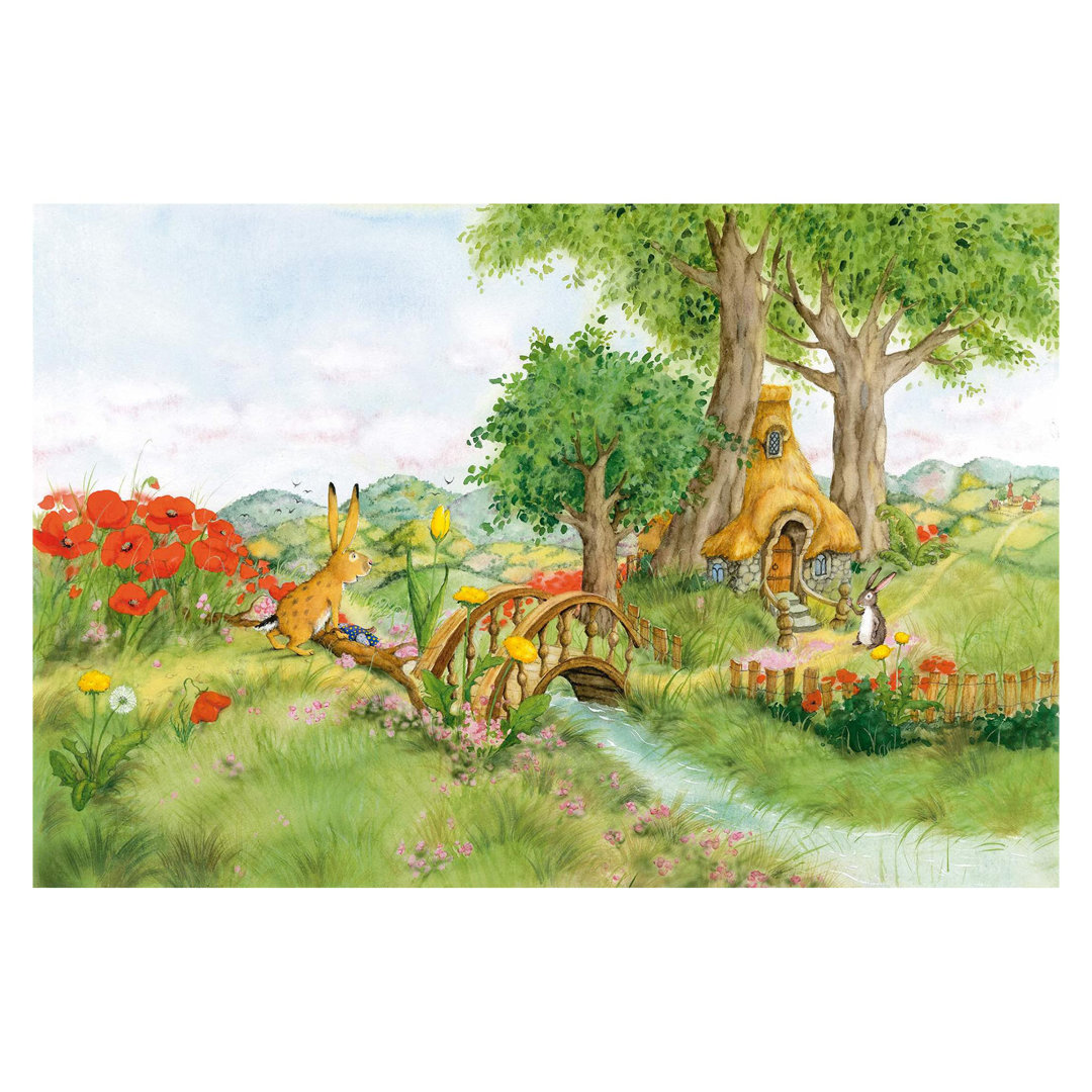 Josi Rabbit - On the Meadow 1.9m x 2.88m Textured Matte Peel & Stick Wall Mural