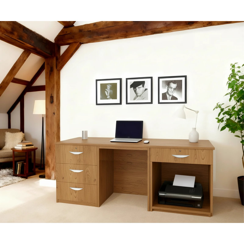 Walshaw Solid Wood Base Writing Desk, English Oak