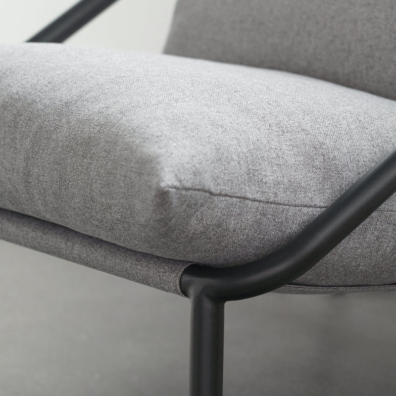 Ayatt Modern Metal Frame Sling Accent Armchair, Thompson Light Grey