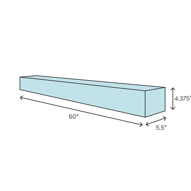 Classic Red Oak Fireplace Mantel Shelf, 4.37" H x 60" W x 5.5" D, Red Mahogany