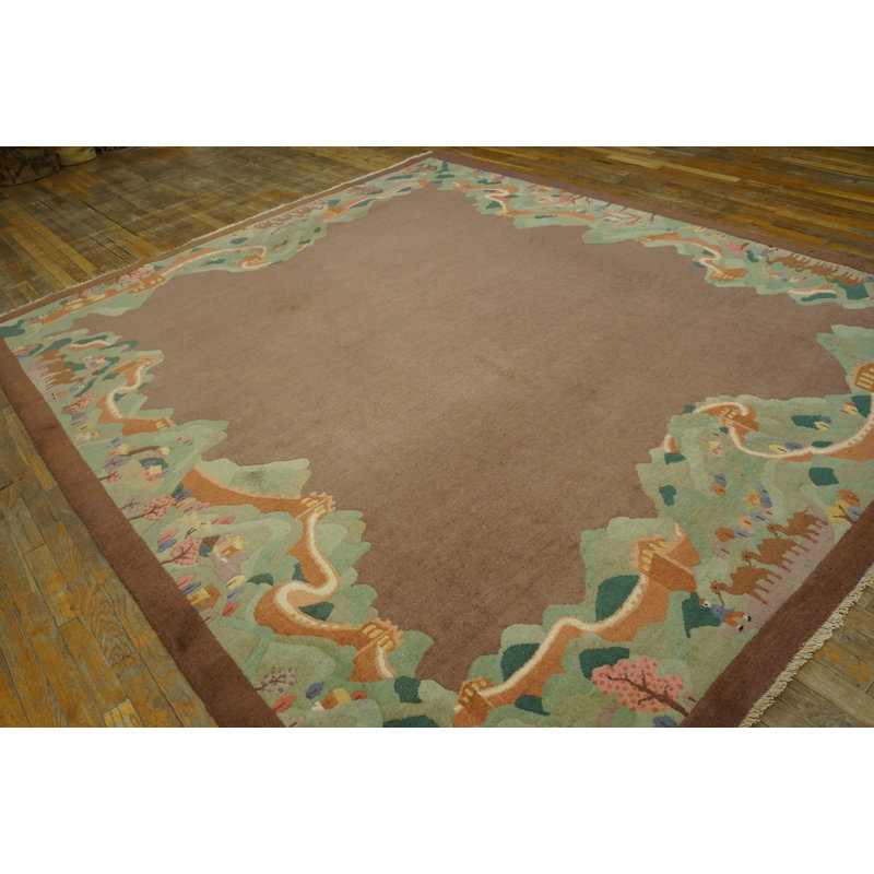 Tapis brun antique en laine noué à la main