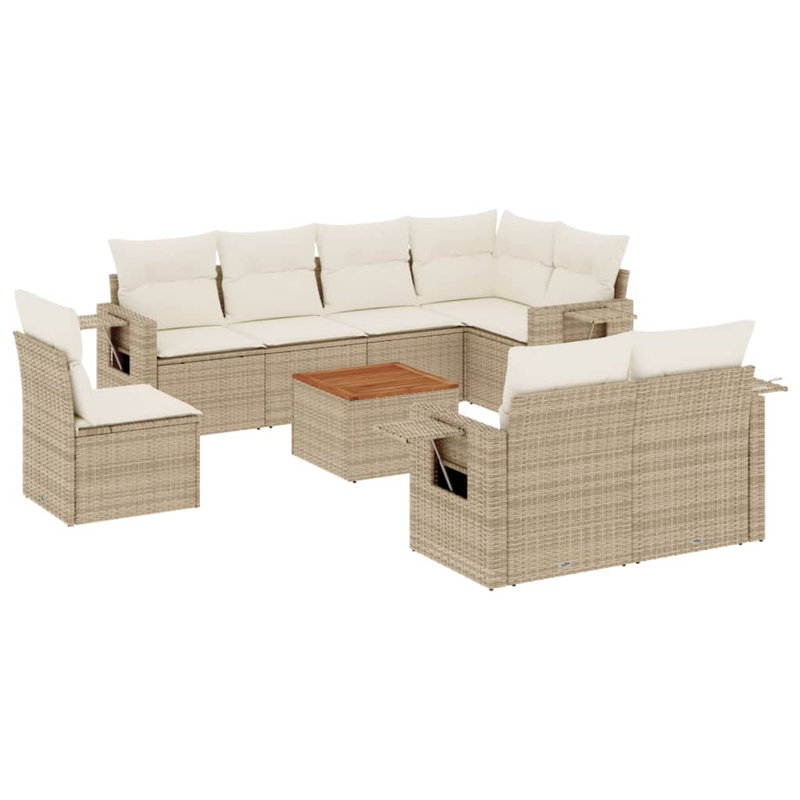 Vidaxl Garden Sofa Set Beige Poly Rattan Large Modular Garden Sofa Set