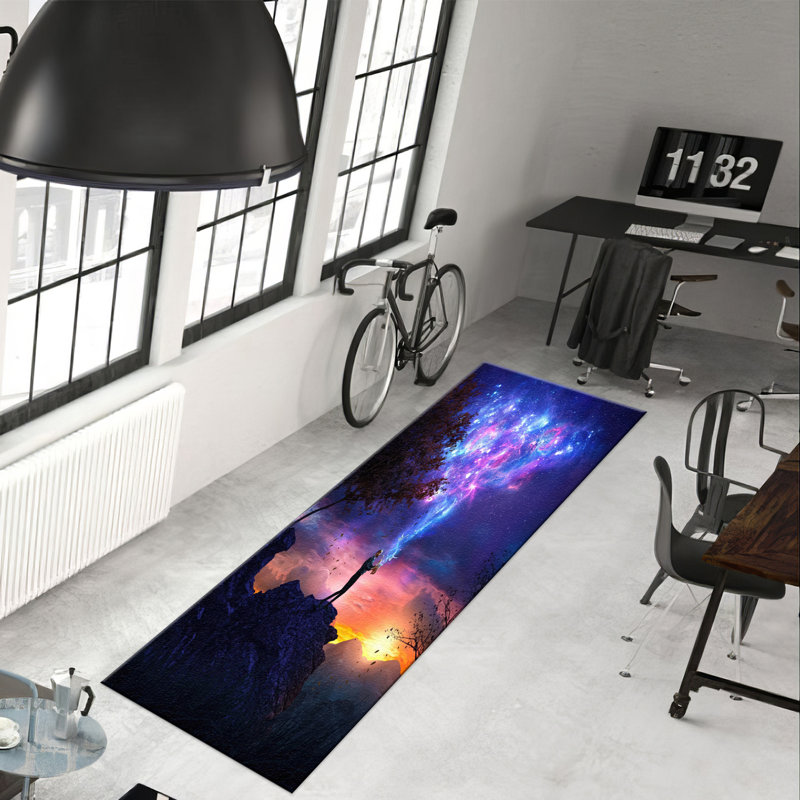 Soft Non Woven Printed Rug with Intricate Geometric Design for Indoor Use in Living Room, Bedroom, or Office Space