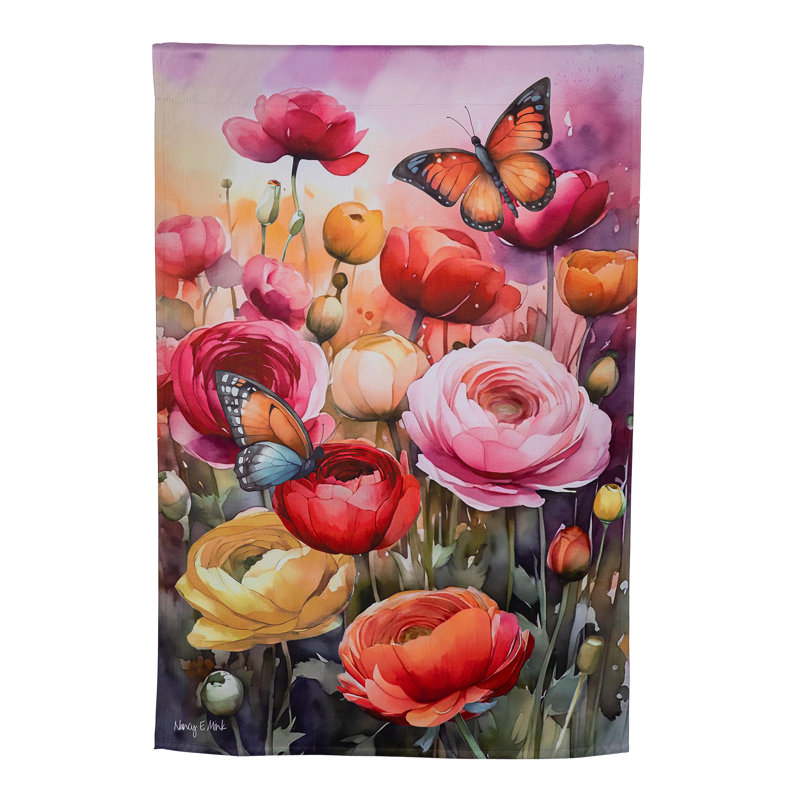 Drapeau de maison en daim Sunset Garden