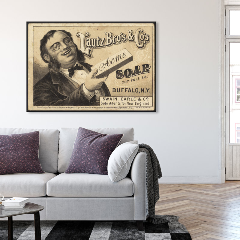 Impression sur toile Acme Soap Rustic Brown, Cadre noir, H 37 po x l 55 po