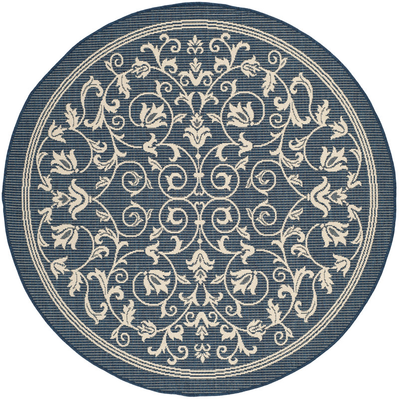 Galena Performance Floral Indoor/Outdoor Area Rug, Round 4'