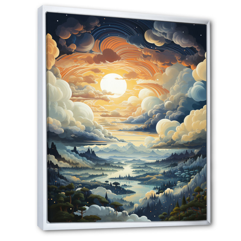 Nuage gris ciel II - paysage et nature, art mural, salon, H 32 po x l 16 po x P 1 po, Cadre flottant blanc