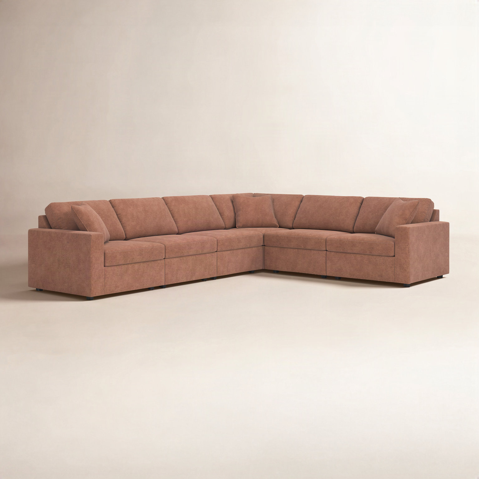 Modular Sectional, Orange Polyester