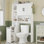 Armoire de rangement au-dessus de la toilette avec poulie, armoire de rangement pour salle de bain avec tablette réglable et tablette ouverte pour la salle de bain, les toilettes et la salle de bain