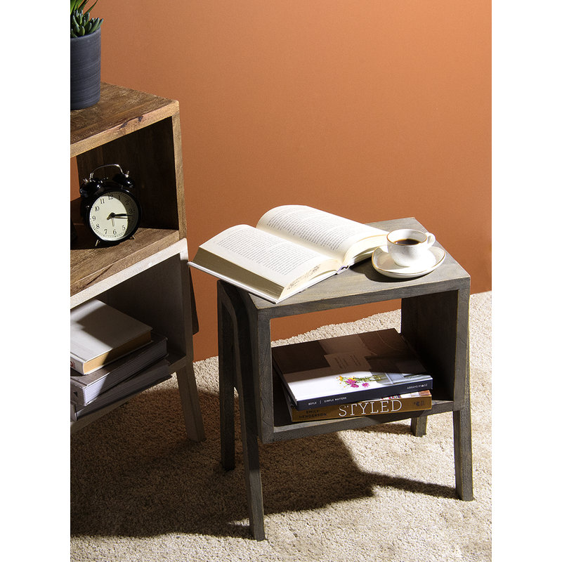 Table de bout avec rangement Oakhaven, Gris