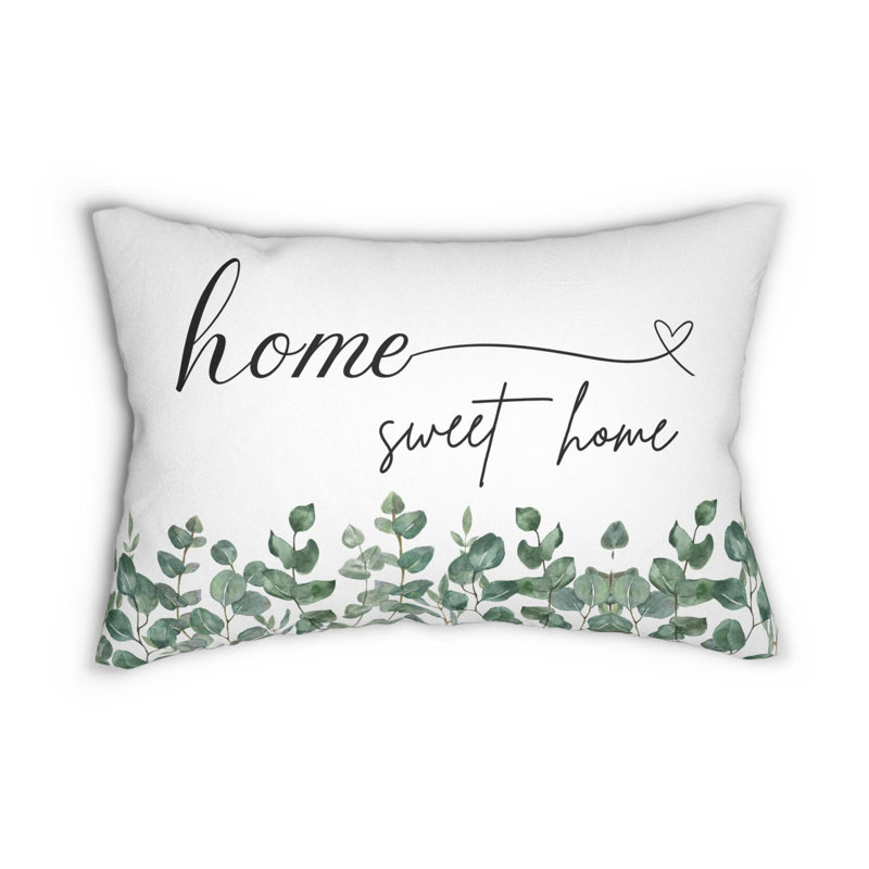 Coussin décoratif Lumabar - Home Sweet Home avec aquarelle d'eucalyptus, Fibre synthétique