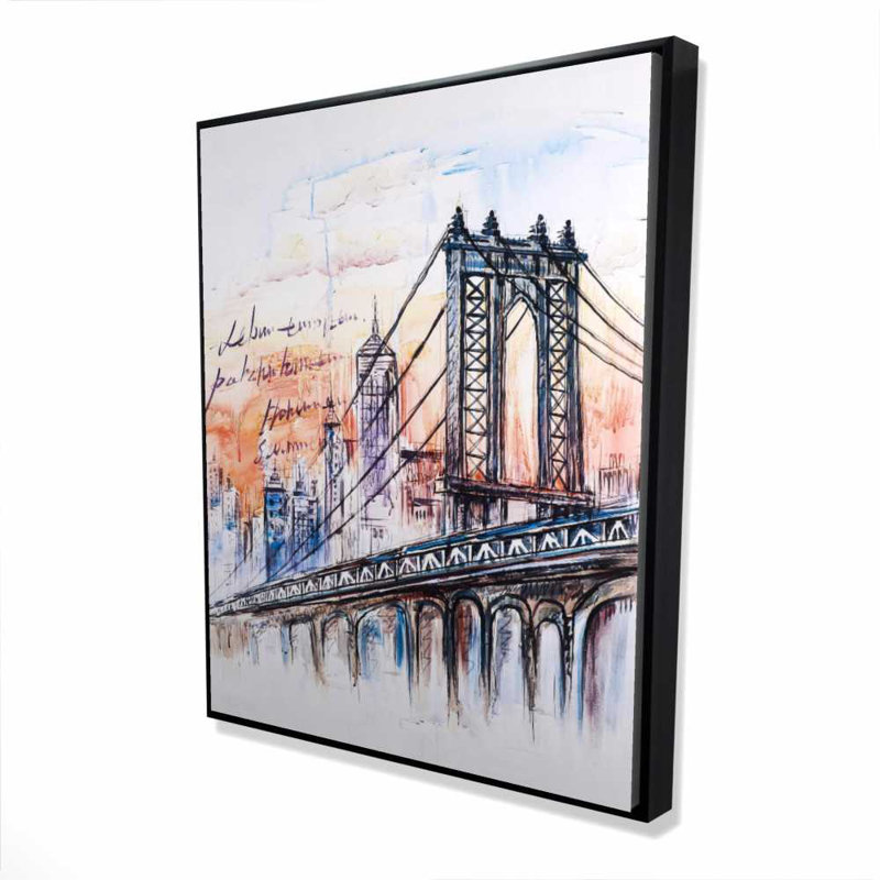 Bridge Sketch - Framed Canvas Art for Home Decor