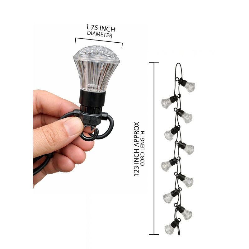  Warm LED String Lights – 10 Bulb Connectable Strand, Decorative Indoor Outdoor Lights For Patio, Bedroom, Balcony, Wedding & Party Décor, Textured Bulb Design, 123" Long