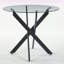 Table de salle à manger noire avec pieds croisés en métal et verre trempé-1509087992