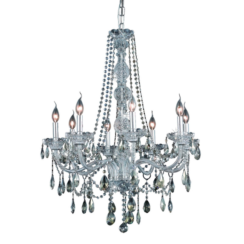 Mullinix Chandelier, Chrome / Golden Teak (Smoky) / Royal Cut