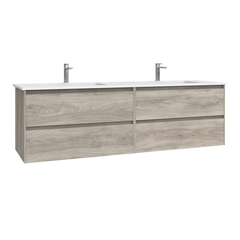 Meuble-lavabo mural 55,5 po Perla, Pin gris, 63''